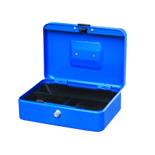 Popular secret key lock cash box metal money box with metal round handle safe box cash